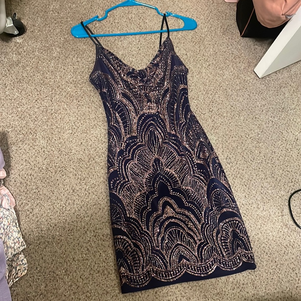 Navy blue and rose gold Jump Apparel dress